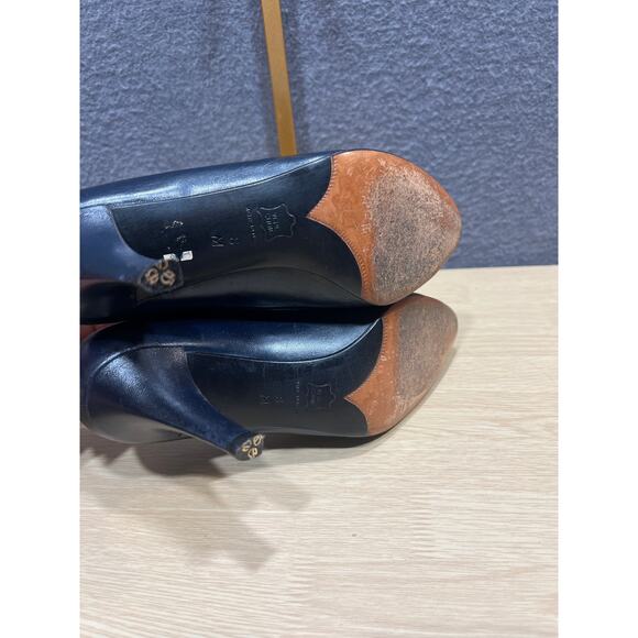 Vintage YSL Yves Saint Laurent Black Trim Leather & Suede Heels Size 6M Italy - Picture 7 of 11